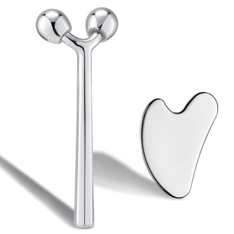 أداة تدليك الوجه تكسون 3D المعدنية لتدليك الوجه أداة غواشا لتقليل الانتفاخ حول العينين وشد الوجه ومكافحة الشيخوخة وشد البشرة