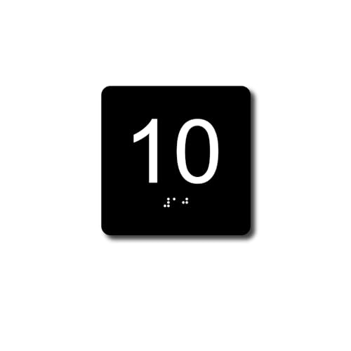NapTags ADA Exam Room Number Sign with Tactile and Braille - 4" X 4" - Pack of 5 Numbered 1-5 or 6-10 (Black 6-10) - Image 1