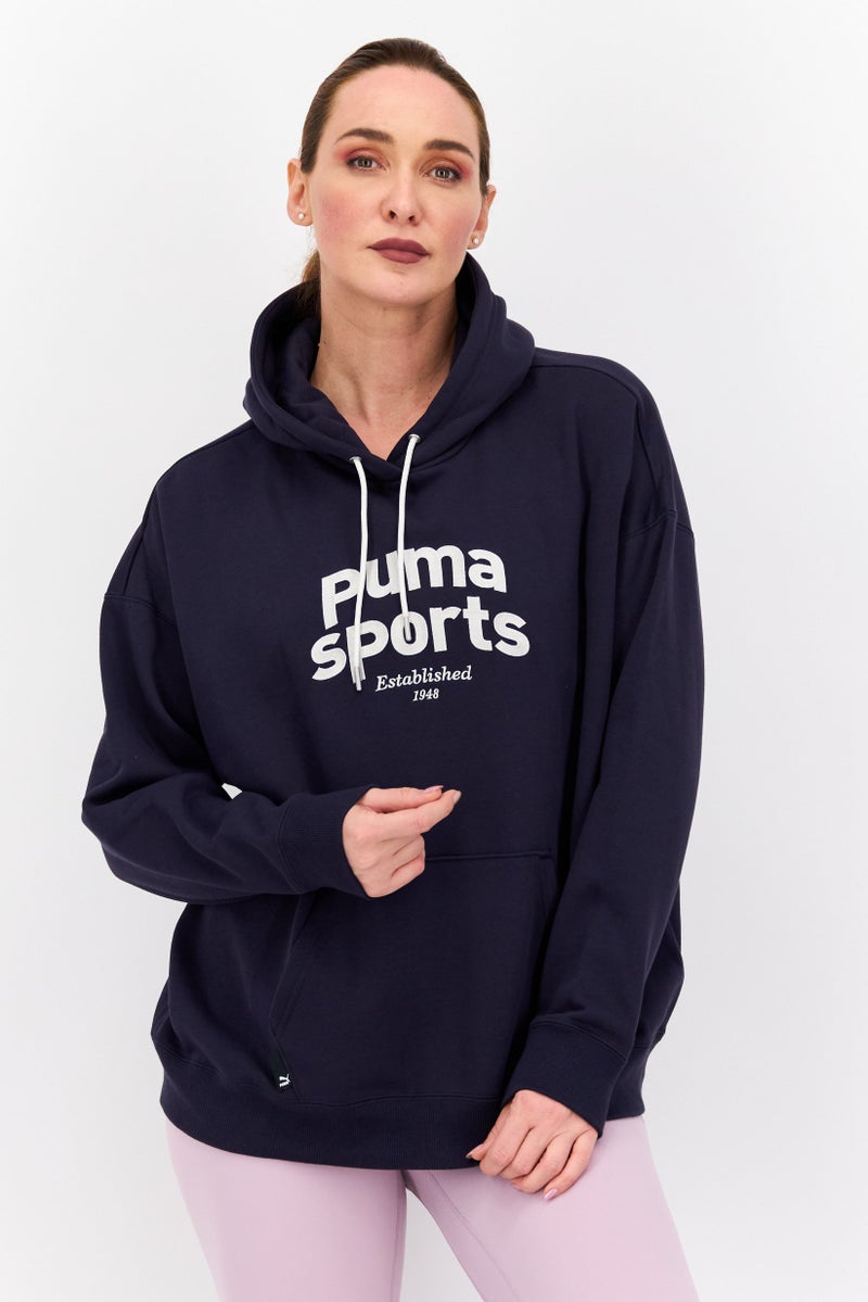 PUMA هودي خارجي مزخرف للنساء، أزرق داكن - Image 1