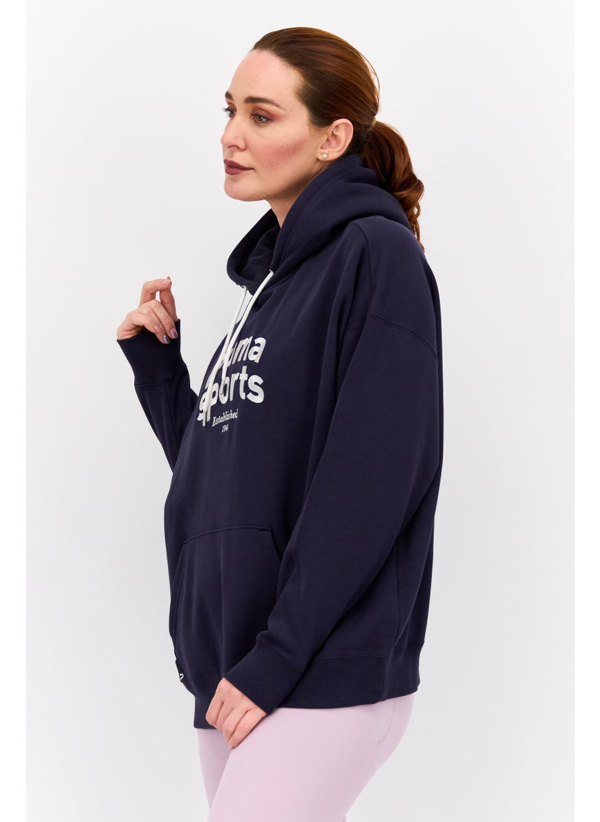 Women Sportwear Fit Embroidered Outdoor Hoodies, Navy Blue - pzsku/Z8B29487FE176621FDA6DZ/45/_/1737642822/8225e5c0-321b-48dd-a1bf-078981ddbd01