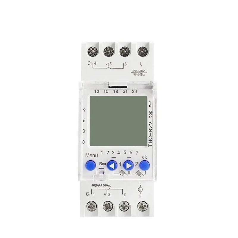 THC 822 Programmable Digital Timer Switch 2 Channel 16A 220VAC Color - Image 1