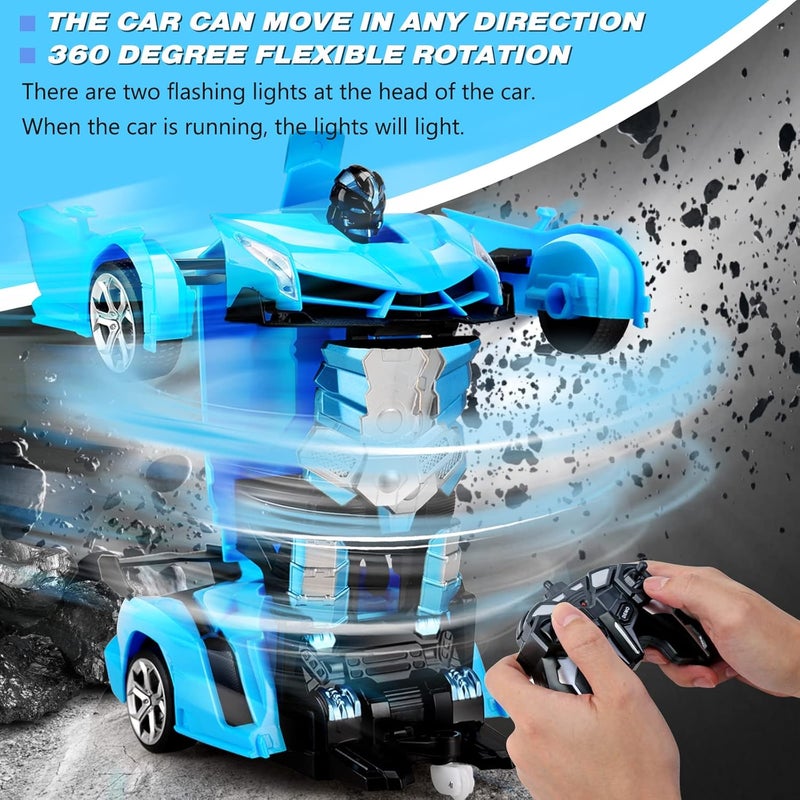 Chridark Local trackable shipment Remote Control Car Toys - Transforming RC Cars for Kids & Boys Toys - One Button Transformation and 360 Degree Rotating Drifting - Gifts for Boys and Girls (Blue) Trendy natural assorted colors - Image 3