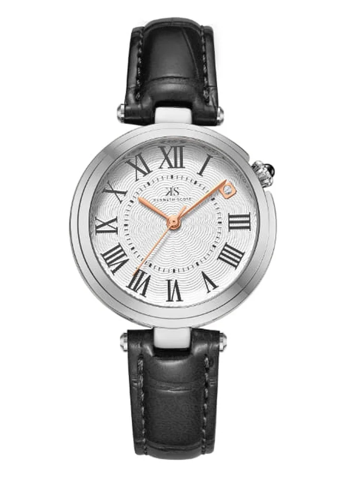KENNETH SCOTT Kenneth Scott K24510-SLBW Women's Analog Display Watch & Polyurethane Strap Black