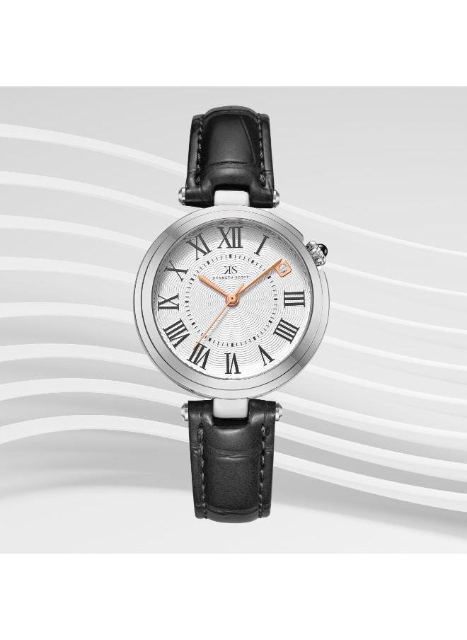 KENNETH SCOTT Kenneth Scott K24510-SLBW Women's Analog Display Watch & Polyurethane Strap Black  - Image 2