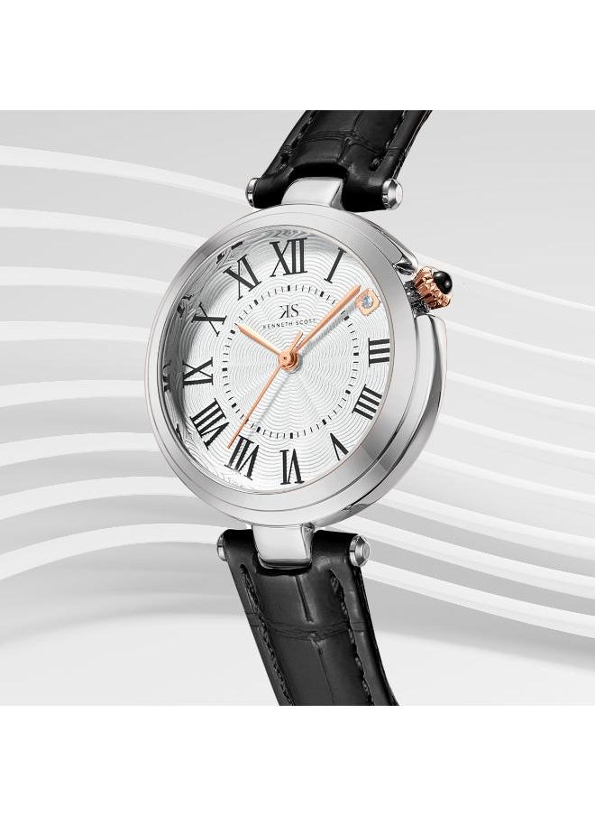 KENNETH SCOTT Kenneth Scott K24510-SLBW Women's Analog Display Watch & Polyurethane Strap Black  - Image 3