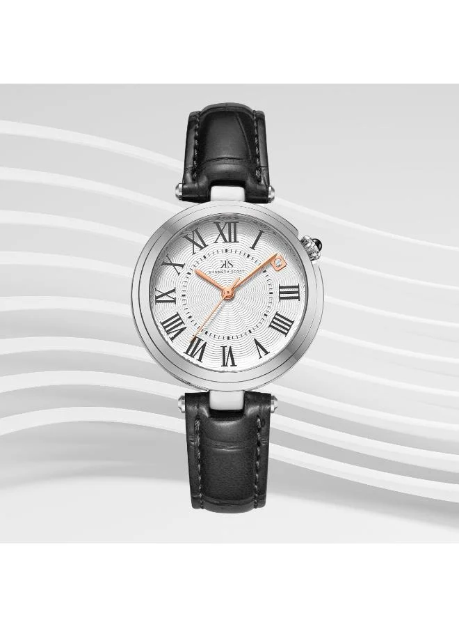 KENNETH SCOTT Kenneth Scott K24510-SLBW Women's Analog Display Watch & Polyurethane Strap Black
