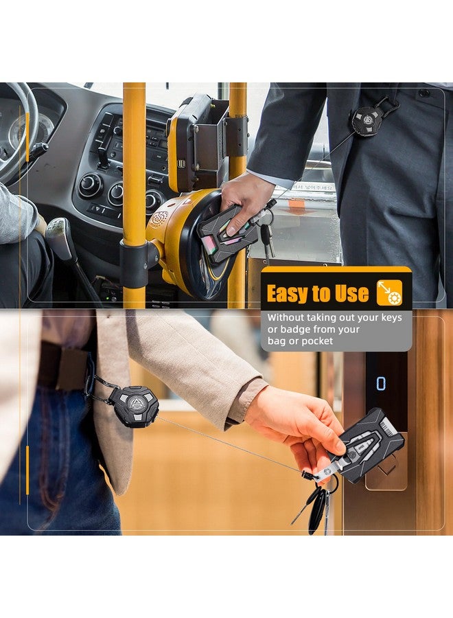 Oaridey Retractable Badge Holders Heavy Duty Retractable Keychain With Tactical Id Card Holder (Holds 6 Cards) 31.5” Retractable Badge Reel Key Chain - Image 4