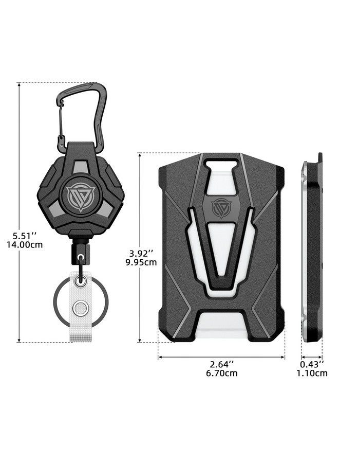 Oaridey Retractable Badge Holders Heavy Duty Retractable Keychain With Tactical Id Card Holder (Holds 6 Cards) 31.5” Retractable Badge Reel Key Chain - Image 2
