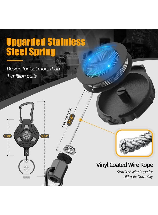 Oaridey Retractable Badge Holders Heavy Duty Retractable Keychain With Tactical Id Card Holder (Holds 6 Cards) 31.5” Retractable Badge Reel Key Chain - Image 5