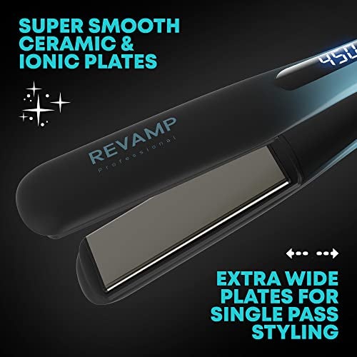 Revamp Progloss Wide Ultra X Shine 1.5-Inch Flat Iron Hair Straightener – Ceramic Hair Straightener with Keratin, Argan & Coconut Oil Infused Ceramic & Ionic Plates, Ideal for Long, Thick, Curly Hair - Image 5