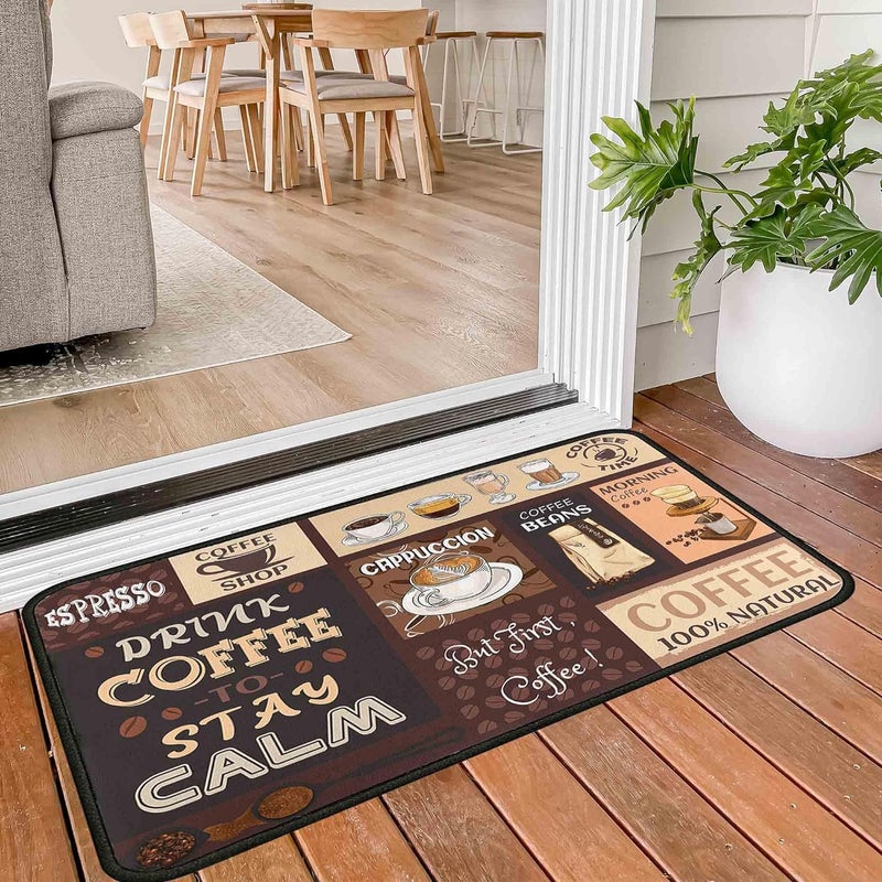 MIXEN Kitchen Mat Anti Fatigue 2 Piece Kitchen Rugs Set for Kitchen Floor Comfort Standing Mat Runner Rug Non Slip - Bathroom, Doorway, Bedroom, Kitchen (Coffee) - Image 2