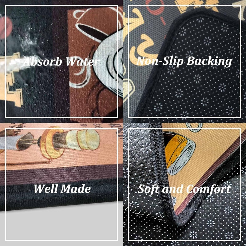 MIXEN Kitchen Mat Anti Fatigue 2 Piece Kitchen Rugs Set for Kitchen Floor Comfort Standing Mat Runner Rug Non Slip - Bathroom, Doorway, Bedroom, Kitchen (Coffee) - Image 3