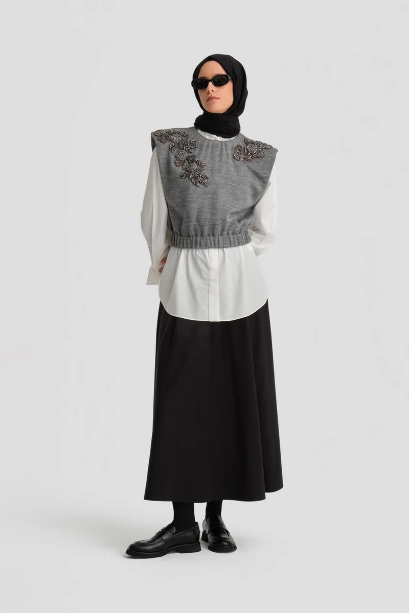 ARMINE Pleated Cotton Skirt 24K1705 Black