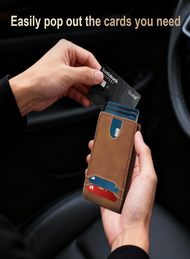 محفظة بطاقات ذكية للرجال بتصميم نحيف بتقنية RFID: محفظة أمامية منبثقة بتصميم بسيط مع نافذة لعرض بطاقة الهوية - هدية مثالية للزوج أو الأب في عيد ميلاده أو ذكرى زواجهما - Image 4