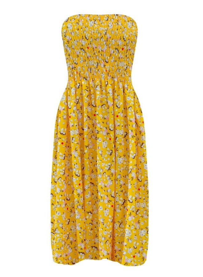 Zyyfly Strapless Dress for Women Summer Beach Boho Smocked Tube Top Dress, Multicoloured, XXL - Image 5