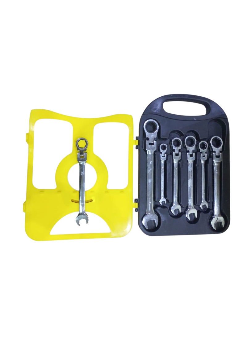 طقم مفاتيح راتشيت احترافي 7 قطع من الصلب كروم فاناديوم – مقاسات 8 إلى 19 مم – موديل 10005339 - Image 2