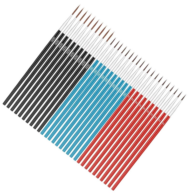 Tiny Detail Paint Brushes - 30 Pcs Fine Point Brushes in 0# 00# 000# Sizes with Premium Nylon Bristles for Miniature Painting Nail Art Model Painting - Image 5