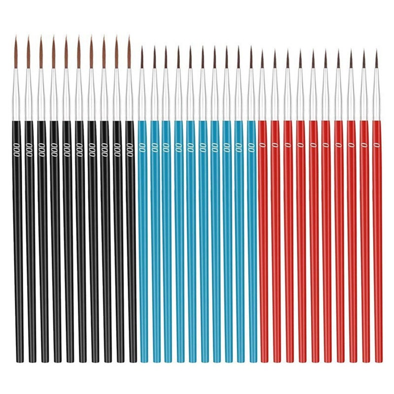 Tiny Detail Paint Brushes - 30 Pcs Fine Point Brushes in 0# 00# 000# Sizes with Premium Nylon Bristles for Miniature Painting Nail Art Model Painting - Image 1