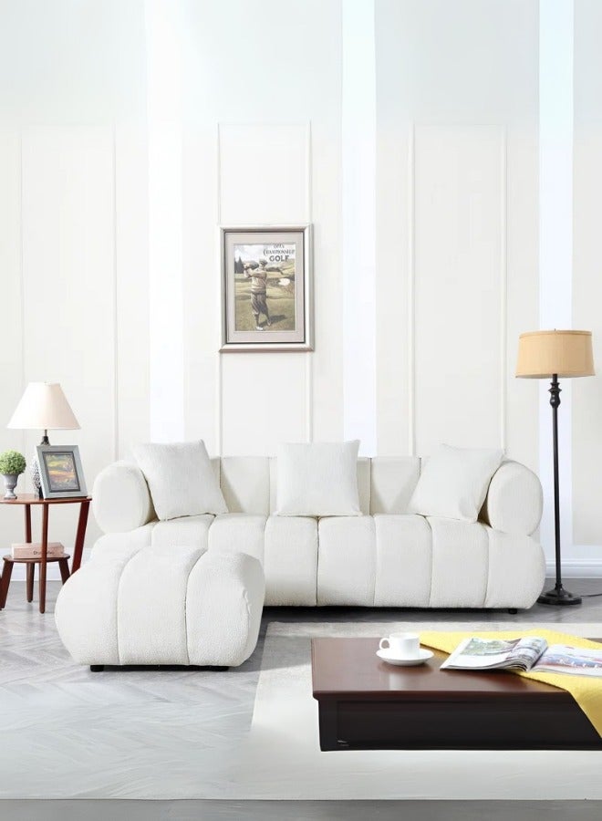 Generic 86.61'' W Upholstered Sofa with Ottoman White  - Image 1