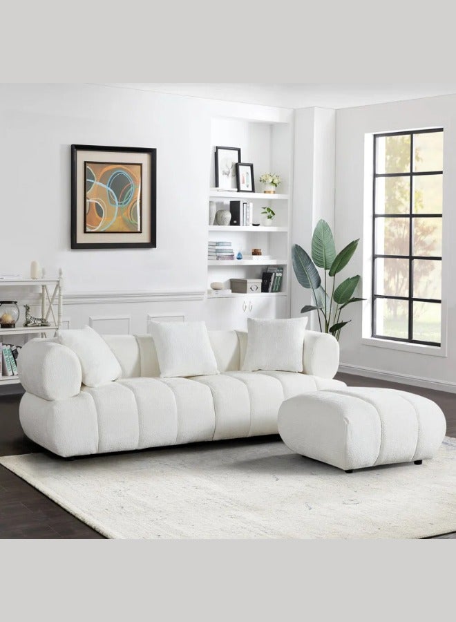 Generic 86.61'' W Upholstered Sofa with Ottoman White  - Image 2