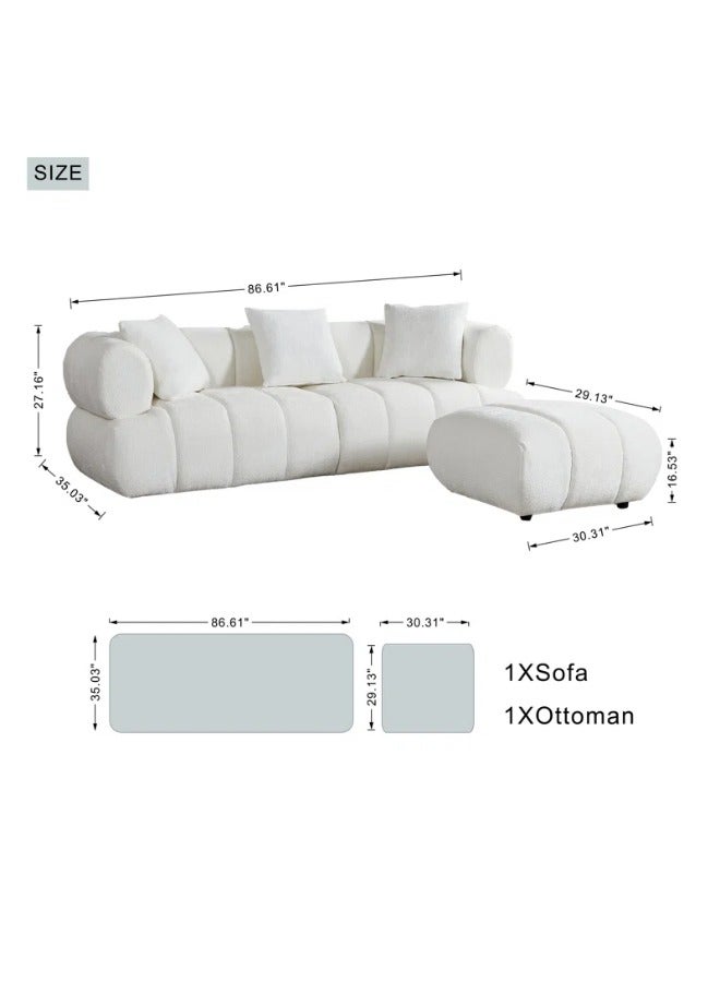 Generic 86.61'' W Upholstered Sofa with Ottoman White  - Image 3