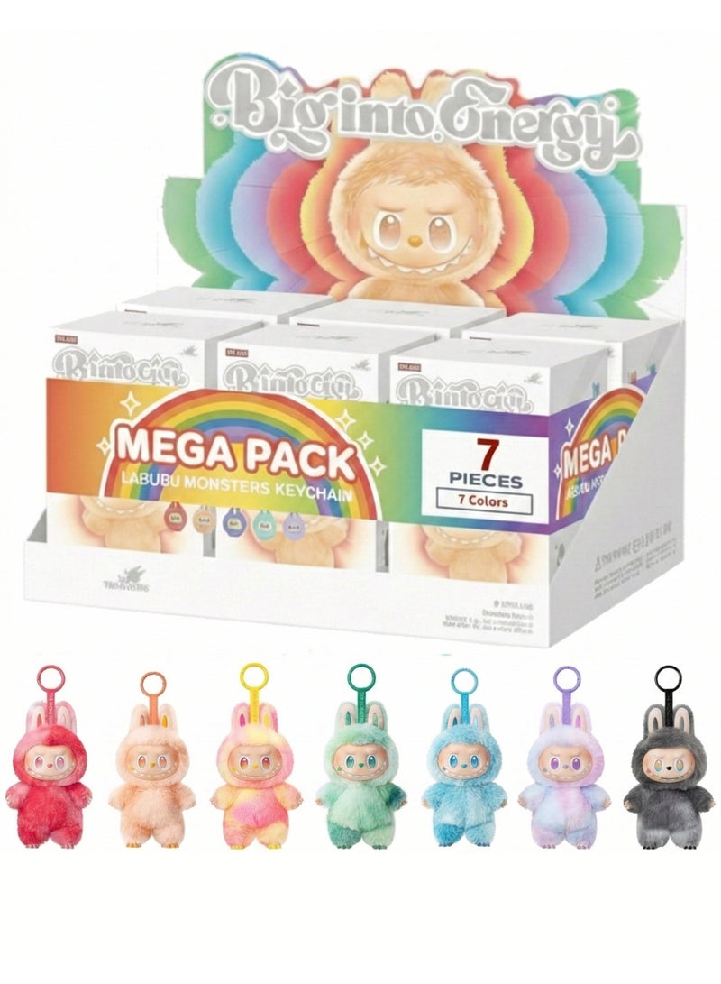 Labubu The Monsters Plush Doll Keychain Set 7 Pcs Combo – Bing Into Energy Cute Vinyl Face Stuffed Animal Bag Charms with Hanging Loop Generation 3 Set | Fluffy Kawaii Backpack Pendant & Car Ornament | Colorful Collectible Art Toy Gift for Girls & Teens - Image 1
