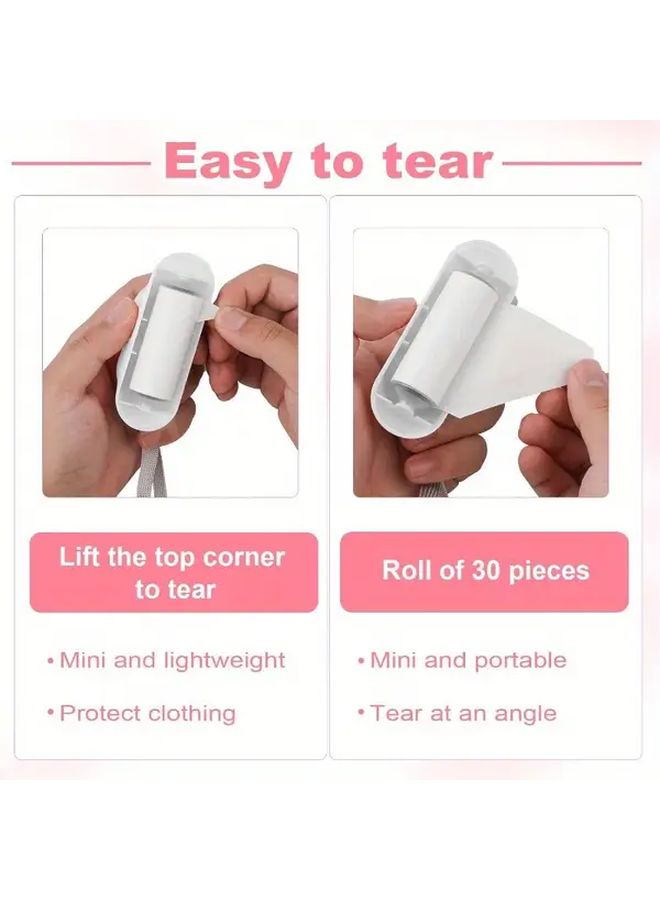 Pink Travel Lint Remover 150 Replaceable Sheets Portable Mini Clothes Pet Hair Remover - Image 4
