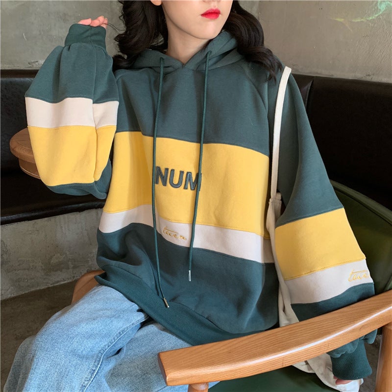 Chubby Girl fleece-lined thickened hooded sweater womens clothing autumn and winter students Korean style loose coat ins fashion Brown  - Image 2
