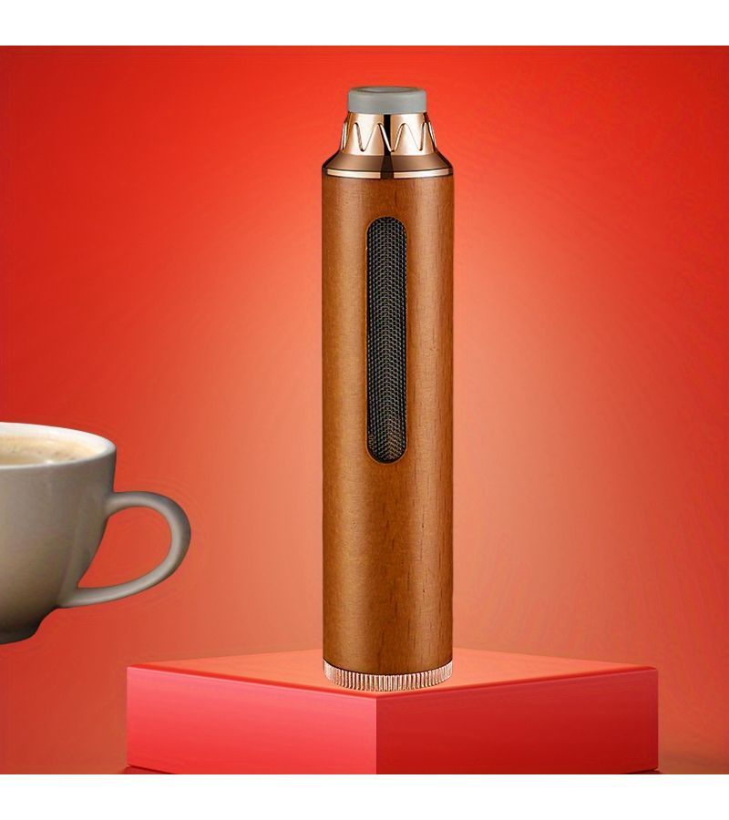Blue Portable Car Cup Holder Ashtray Personalized Custom Name Spill Proof One Button Open Wooden Design - Image 3