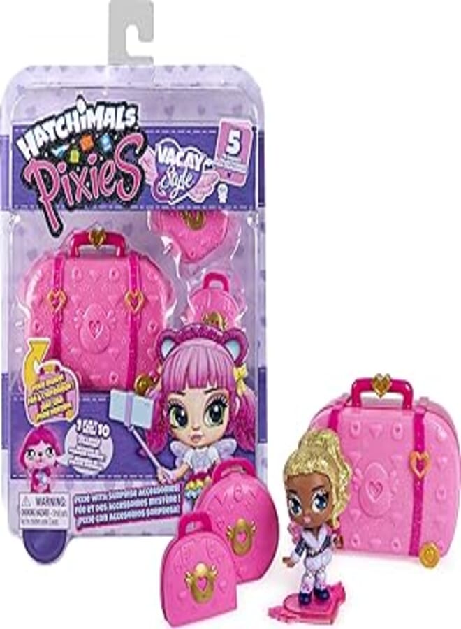 Hatchimals 6056546 pixies, vacay 2.5-inch surprise collectible doll and accessories (styles may vary), multicoloured