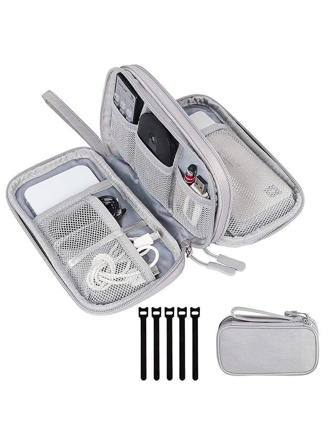 YOMYM Portable Electronic Accessories Bag Organizer Travel Gadgets Storage Case Pouch Cable Organizer Compatible For Charger Usb Cables Sd Memory Cards Earphone Flash Hard Drive - Image 1
