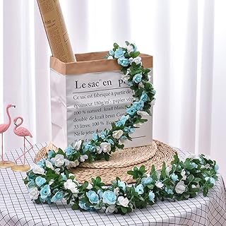 WEISPARK Fake Flowers - 4pcs 8.2 FT Artificial Rose Vine Flower Plants Hanging Rose Ivy for Home Hotel Office Wedding - Image 1