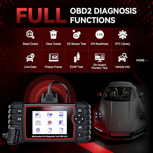 iCarsoft Bidirectional Diagnostic Tool for Porsche/Cayenne, iCarsoft 2025 POR V3.0 All System OBD2 Scanner, 27 Resets +12 Extra Services Battery Registration Code Reader for Porsche, Auto VIN - Image 4