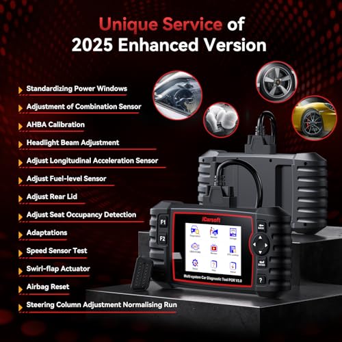 iCarsoft Bidirectional Diagnostic Tool for Porsche/Cayenne, iCarsoft 2025 POR V3.0 All System OBD2 Scanner, 27 Resets +12 Extra Services Battery Registration Code Reader for Porsche, Auto VIN - Image 5