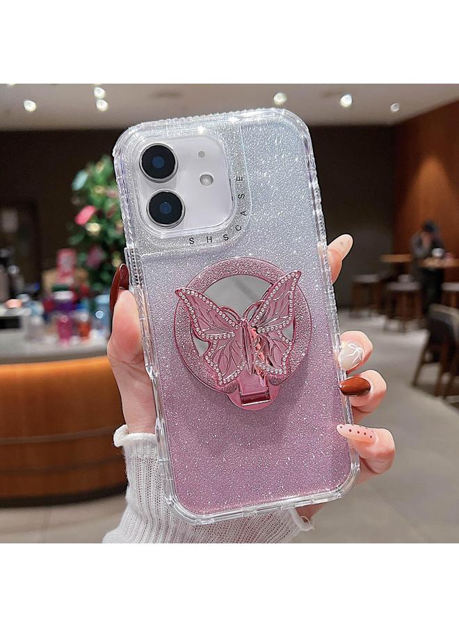 Zaboon Case For iPhone 12 Mirror Butterfly Holder Glitterr MagSafe Phone Case - Image 1