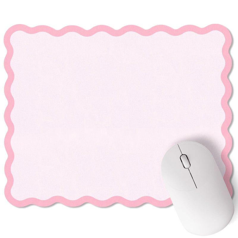 Kingdder Small Cute Kawaii Mouse Pad Pink Scalloped Mousepad - 9.8 x 7.9 Inches Non-Slip Rubber Base with Waterproof Fabric Surface, Computer Accessories for Travel, Desk, Office, Gaming & Home Decor - Image 1