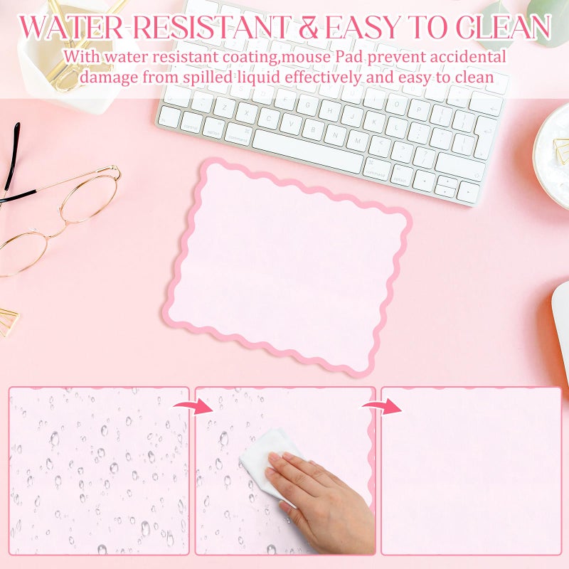 Kingdder Small Cute Kawaii Mouse Pad Pink Scalloped Mousepad - 9.8 x 7.9 Inches Non-Slip Rubber Base with Waterproof Fabric Surface, Computer Accessories for Travel, Desk, Office, Gaming & Home Decor - Image 4
