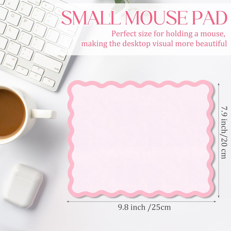 Kingdder Small Cute Kawaii Mouse Pad Pink Scalloped Mousepad - 9.8 x 7.9 Inches Non-Slip Rubber Base with Waterproof Fabric Surface, Computer Accessories for Travel, Desk, Office, Gaming & Home Decor - Image 2