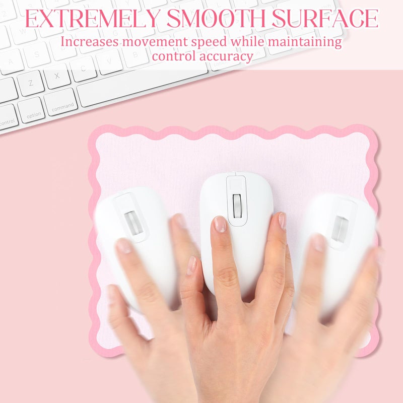Kingdder Small Cute Kawaii Mouse Pad Pink Scalloped Mousepad - 9.8 x 7.9 Inches Non-Slip Rubber Base with Waterproof Fabric Surface, Computer Accessories for Travel, Desk, Office, Gaming & Home Decor - Image 5
