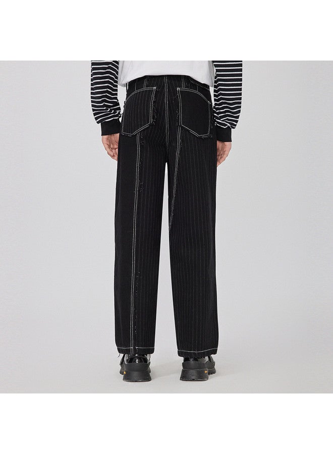 Cabbeen Straight Leg Jeans Washed Pants Loose Trendy Comfortable Casual Versatile - Image 4