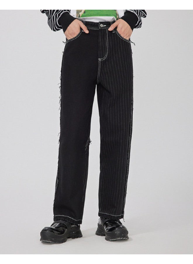 Cabbeen Straight Leg Jeans Washed Pants Loose Trendy Comfortable Casual Versatile - Image 1