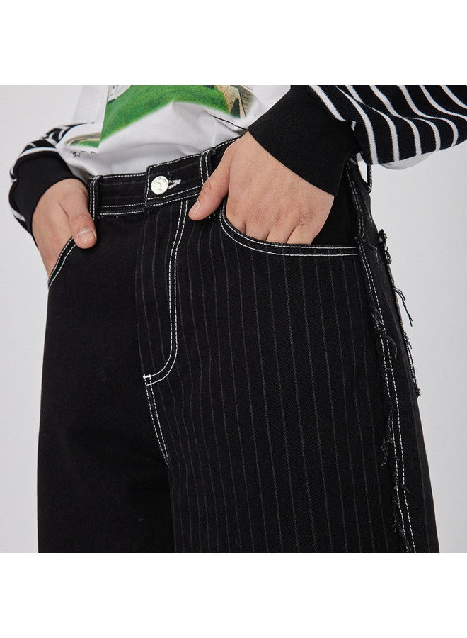 Cabbeen Straight Leg Jeans Washed Pants Loose Trendy Comfortable Casual Versatile - Image 3