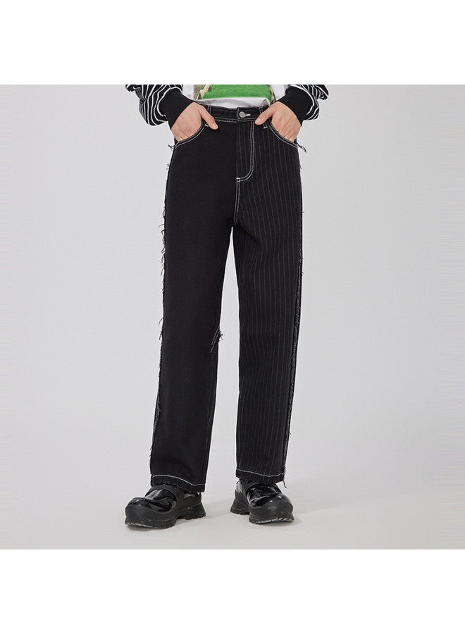 Cabbeen Straight Leg Jeans Washed Pants Loose Trendy Comfortable Casual Versatile - Image 2