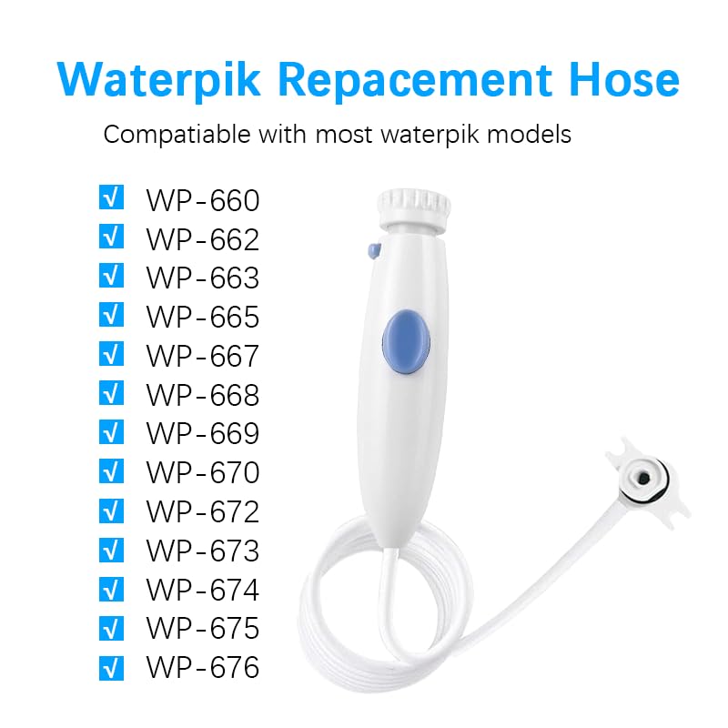 Carepik Replacement Handle Hose Parts Waterpik Replacement Parts Compatible with Waterpik water flosser WP-100 WP-300 WP-660 WP-662 WP-670 WP-672 WP-900 Oral Hygiene repair kit Accessories (White) - Image 3