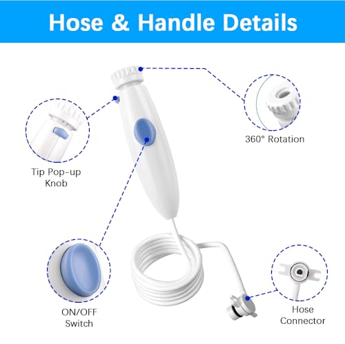 Carepik Replacement Handle Hose Parts Waterpik Replacement Parts Compatible with Waterpik water flosser WP-100 WP-300 WP-660 WP-662 WP-670 WP-672 WP-900 Oral Hygiene repair kit Accessories (White) - Image 2