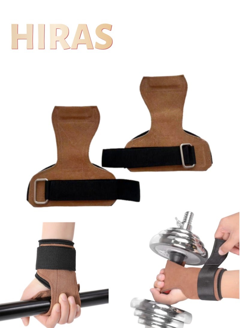 Hiras Workout Gloves & Gym Gloves for Men and Women - Leather Weight Lifting Gloves with Wrist Support, Non-Slip Cowhide Grip for Fitness Training, CrossFit, Pull-Ups, Deadlift, Kettlebell & Home Gym - Image 1