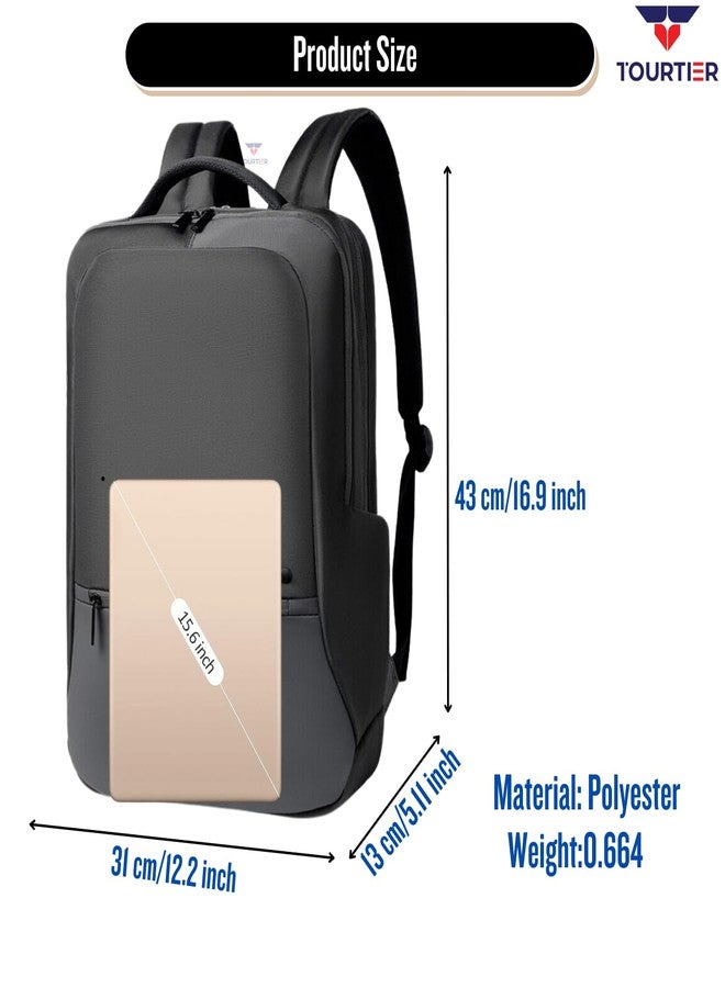 TOURTIER Multifunctional Laptop Bag, Casual Backpack for Business, Travel, School, College, Computer (DESIGN-1, GREY) - Image 2