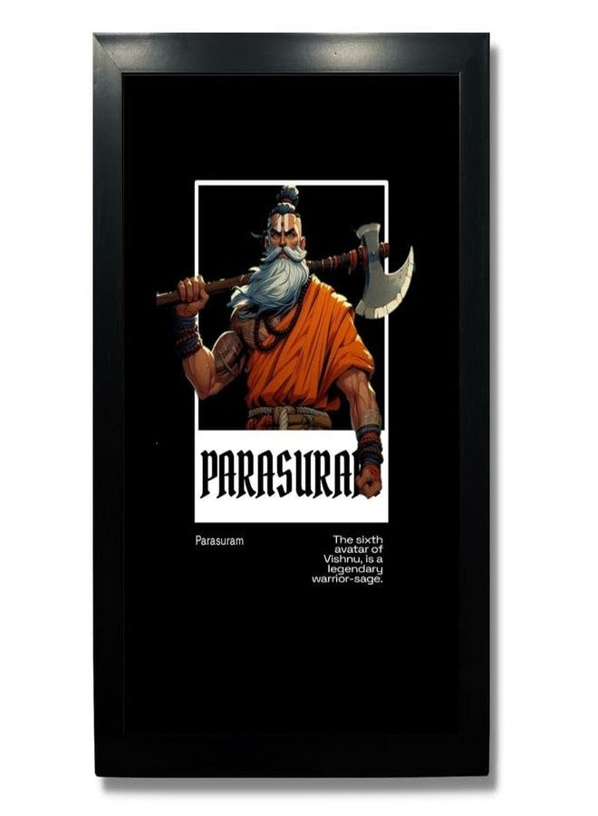 Parashuram Wall Frame | Warrior Sage with Axe | A4 Size Poster of Sixth Avatar of Vishnu | Hindu Mythology Modern Art | Home Temple & Gift Decor - Image 1