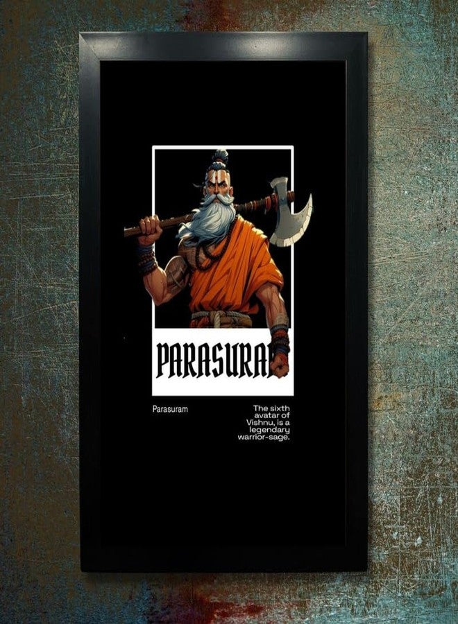 Parashuram Wall Frame | Warrior Sage with Axe | A4 Size Poster of Sixth Avatar of Vishnu | Hindu Mythology Modern Art | Home Temple & Gift Decor - Image 2