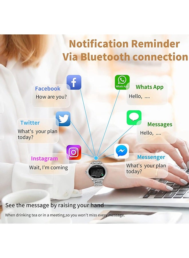 RollsTimi  Smart Watches for Women (Answer/Make Call),Fitness Tracker Smartwatch for Android iOS,1.32" HD Touch Screen with Heart Rate Sleep Monitor AI Voice,Silver - Image 5